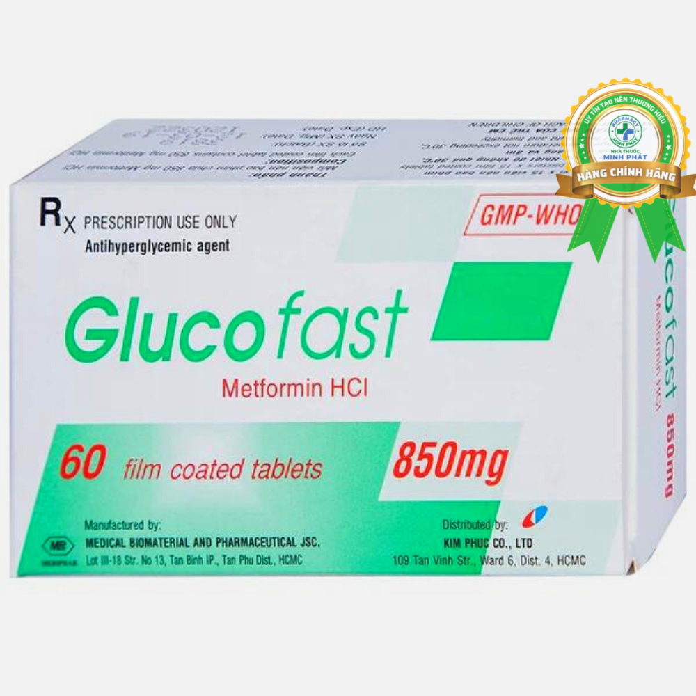 Thuốc Glucofast 850mg Mebiphar điều trị tiểu đường type 2 (4 vỉ x 15 viên)